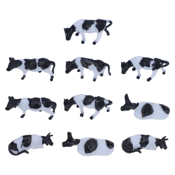Wodtesl 10PCS Realistic 1 87 Scale HO/OO Gauge 00 Black & White Cow Models For Your Model Railway Pack Model DIY Model Accessories