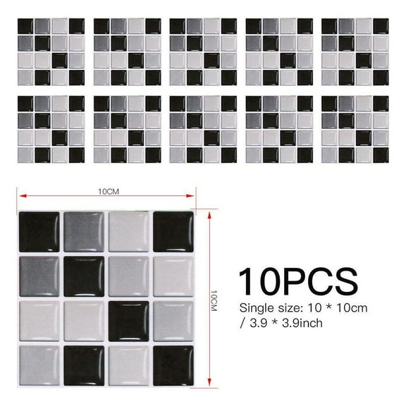 Wodtesl 10Pcs 3D Baseboard Sticker Moroccan Mosaic Tile Style Wall Border Sticker DIY Kitchen Bathroom Decoration Waistline Wall Sticker