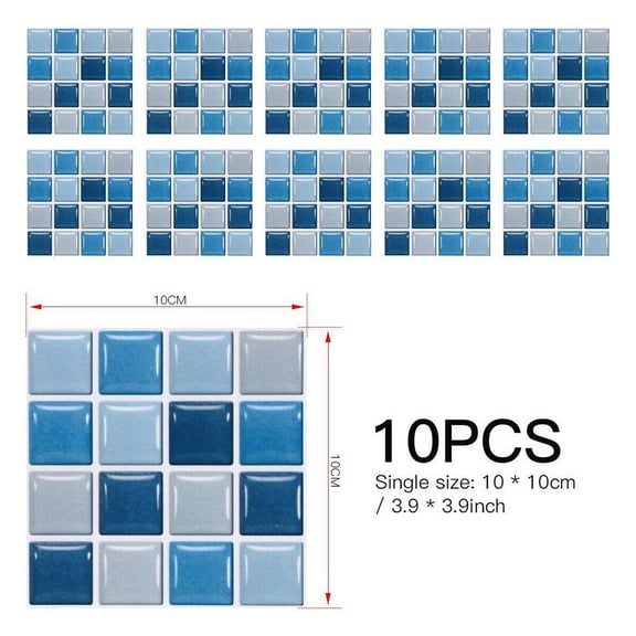 Wodtesl 10Pcs 3D Baseboard Sticker Moroccan Mosaic Tile Style Wall Border Sticker DIY Kitchen Bathroom Decoration Waistline Wall Sticker