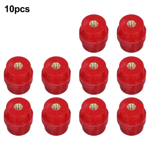 Wodtesl 10pcs Busbar Insulator Red Busbar Insulators SM-30 M6 High Strength Polyester Spacer Insulators SM30 Busbar Insulator