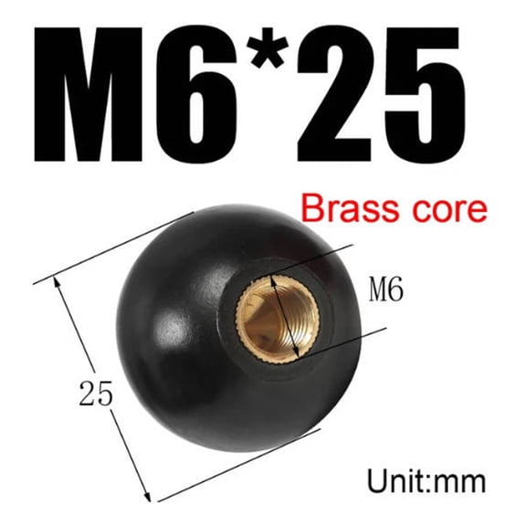 Wodtesl 1pc Machine Tool Handle Ball Nut For Lathe Mechanical Equipment Bakelite Ball Brass Core Power Tools Accessories Handle Ball Nut