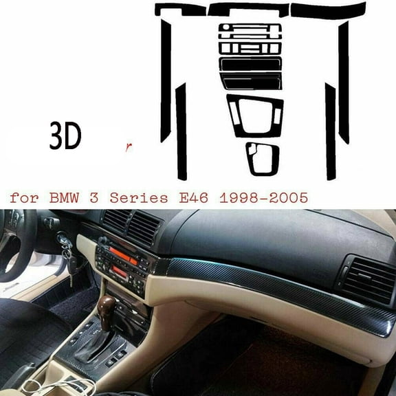 Wodtesl 1set Interior Glossy Carbon- Fiber Wrap Trim LHD Fits For BMW 3Series E46 1998-2005 Carbon -Fiber 3D-Stickers Automotive Parts
