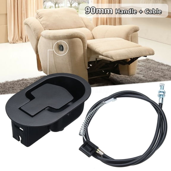 Wodtesl 2 pcs Metal Recliner Chair Release Handle with Cable - Sofa Couch Lever Trigger Replacement - 4.37\ x 2.68\ Handle, 38\ Total Cable Length - Black Aluminum Alloy