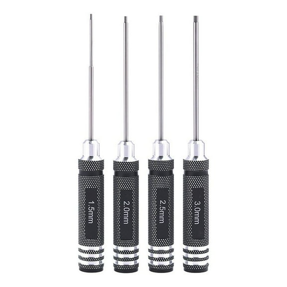 Wodtesl 4pcs Precision Hex Screwdriver Set 1.5-3.0mm Steel Screw Driver Non-slip Aluminium Handle For Drone Aircraft Model Repair Tools