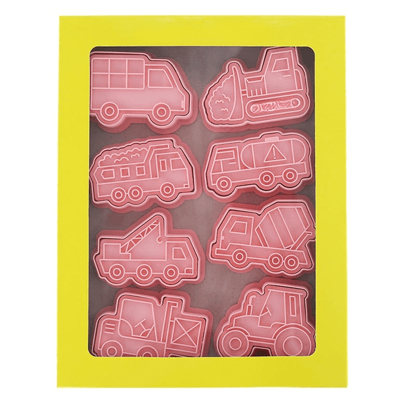 Wodtesl 8 Piece Construction Vehicle-shaped Cookie Cutters Set for Kitchen Baking Tools