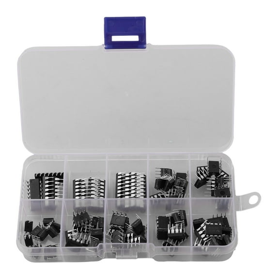 Wodtesl 85 Pcs IC Chip Assortment Integrated Circuit Chip Assortment Kit DIP IC Socket Set For Opamp Single Precision Timer