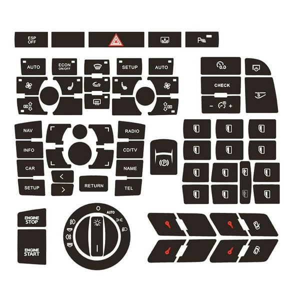 Wodtesl Car Interior Stickers A6 Clima Panel Decals For Car Interior Repair Sunlight Resistant White Lettering Black Overlay