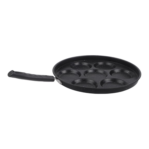 Wodtesl Cast Iron Pancake Pan 7 Wells 32 cm for Use on Gas Electric Induction and Oven