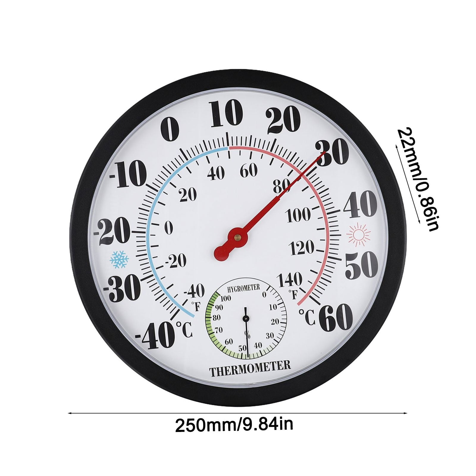 Wodtesl Garden Decoration Thermometer Outdoor Thermometer 25cm/9.8inch Outdoor Thermometer Plastic Thermohygrometer Wall Hanging White