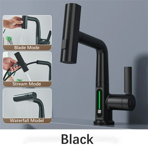 Wodtesl Kitchen Faucet with Pullout Functionality and Smart Water Temperature Display