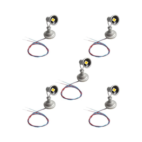 Wodtesl LYM20 5-pcs Model Railway 1:87 Lamp Spotlight Flood Lights HO Scale Warm LEDs For DIY Landscapes To Create A More Natural Look