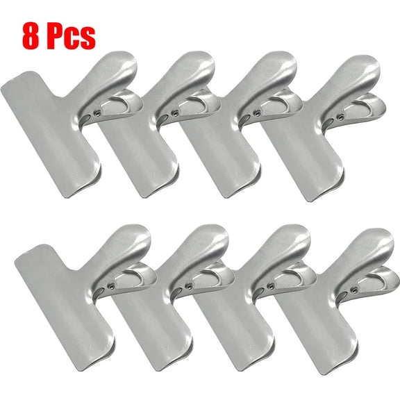 Wodtesl Metal Chip Bag Clips set 16 pcs Stainless Steel Food Sealing Clips for Kitchen, Snacks, Office - 2.17 inch Wide, Durable Spring Clamps, Silver