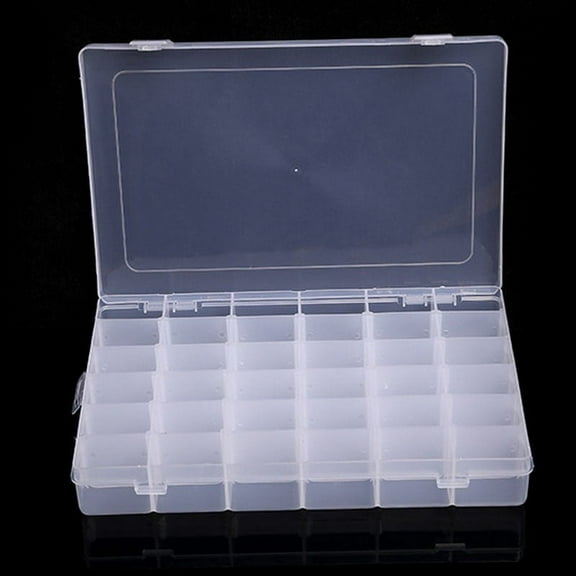 Wodtesl Plastic Jewelry Organizer Box with Adjustable Compartments 36 Slots Transparent Storage Case for Earrings, Rings, Beads, Pills - Dustproof, Portable, Airtight