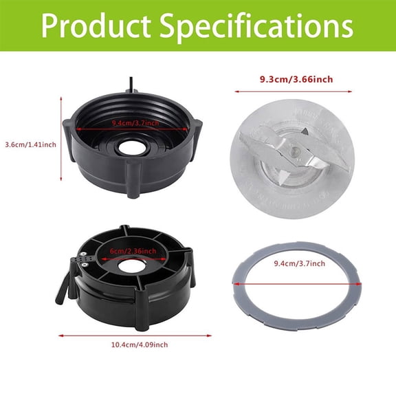 Wodtesl Steel Cutter Blade Set with Rubber Gasket Stainless Steel Fusion Blade, Replacement Cap, Juice Extractor Base-Upgrade for Faster Blending and Ice Crushing Model C