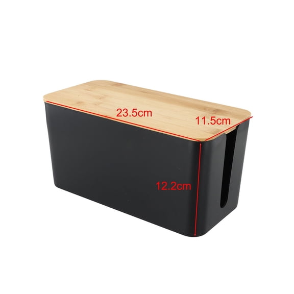 Wodtesl Stylish Black Cable Hiding Box with Functional Design and Beautiful Wooden Top