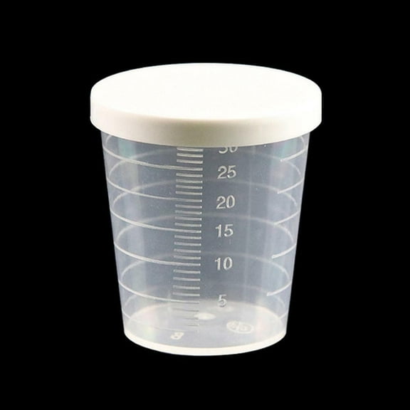 Wodtesl Transparent Plastic Measuring Cups with Lids - set of 10 Graduated Containers for Kitchen and Lab Use (1.2 inch) - Easy-Read Scale, Lightweight, Durable