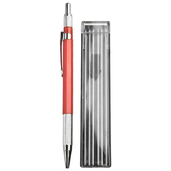 Wodtesl Welders Pencil with 12PCS Silver Streak Refills, Metal Marker Mechanical Pen for Steel Welding, Scribing, Engraving, Red