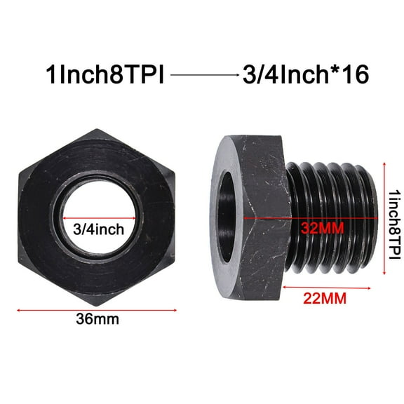 Wodtesl Wood Turning Lathe Spindle Chuck Adapter 1inch 8TPI to 3/4x16 Thread Connection for Precision Lathe Operations