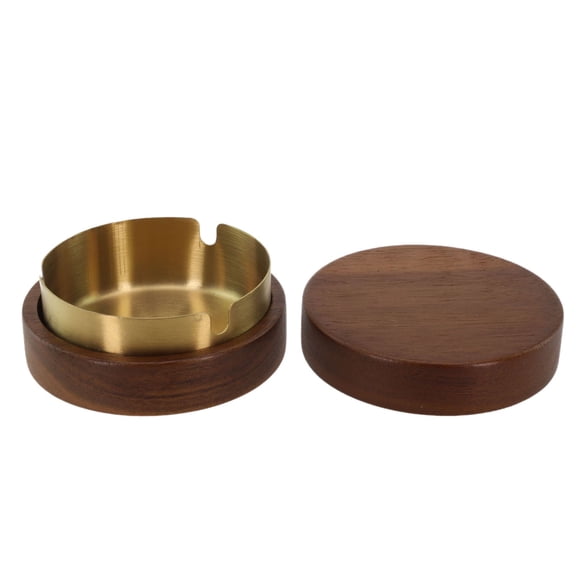 Wodtesl Wooden With Lid Stainless Steel Liner Windproof Cigarettes Tray