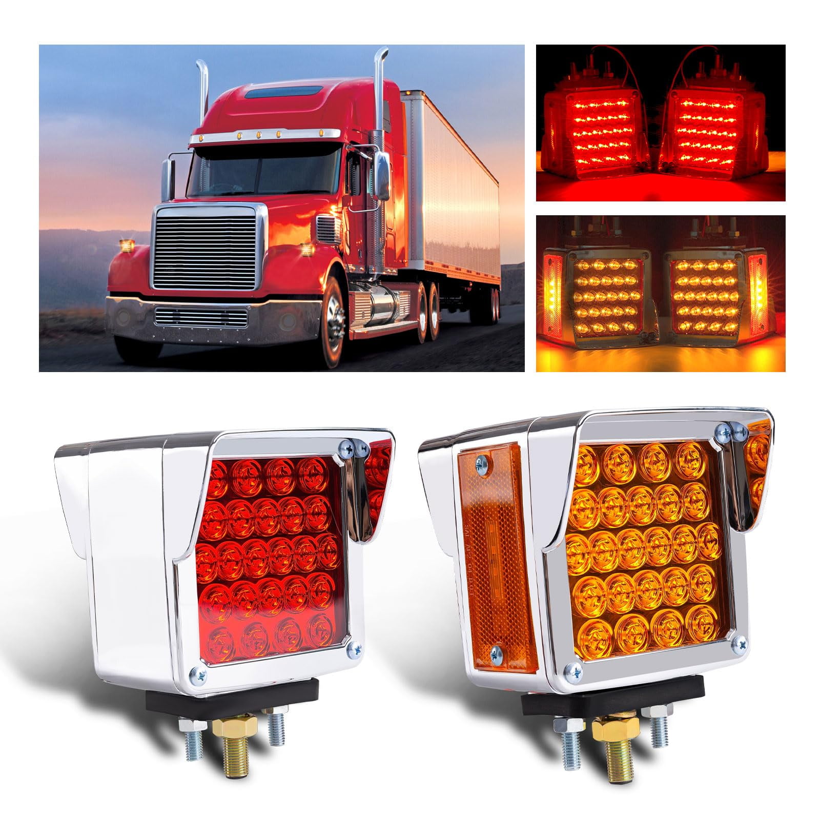 Wodvyss 2x Square Double SSF20 Face Fender Turn 52 LEDs Single Stud Led ...