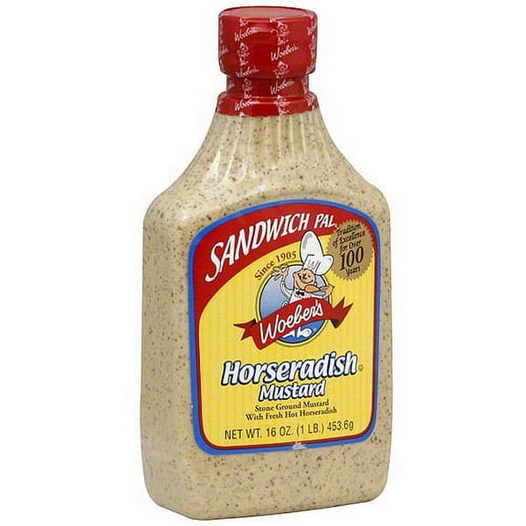 Woeber's Sandwich Pal Horseradish Mustard, 16 oz (Pack of 6)