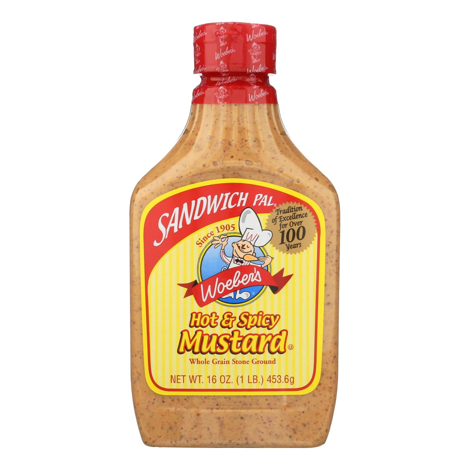 Woeber's Sandwich Pal Hot & Spicy Mustard, 16 oz. (Pack of 6)