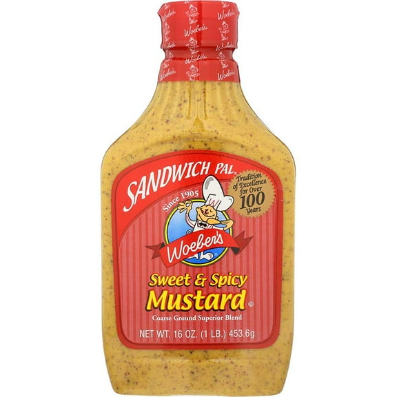 Woebers Mustard Sweet N Spicy - 16 ounce -- 6 per case