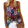 thumbnail image 1 of Woemn Plus Size Sleeveless Floral Tank Tops Summer Boho Strap Casual Loose Cami Shirts Tops Kaftan Holiday Baggy Tunic Blouse Tops S-5XL, 1 of 2