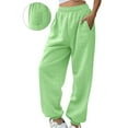 thumbnail image 1 of Woemn's Sweatpants Elastic Waist Solid Cuffed Joggers with Pockets Green XL, 1 of 5
