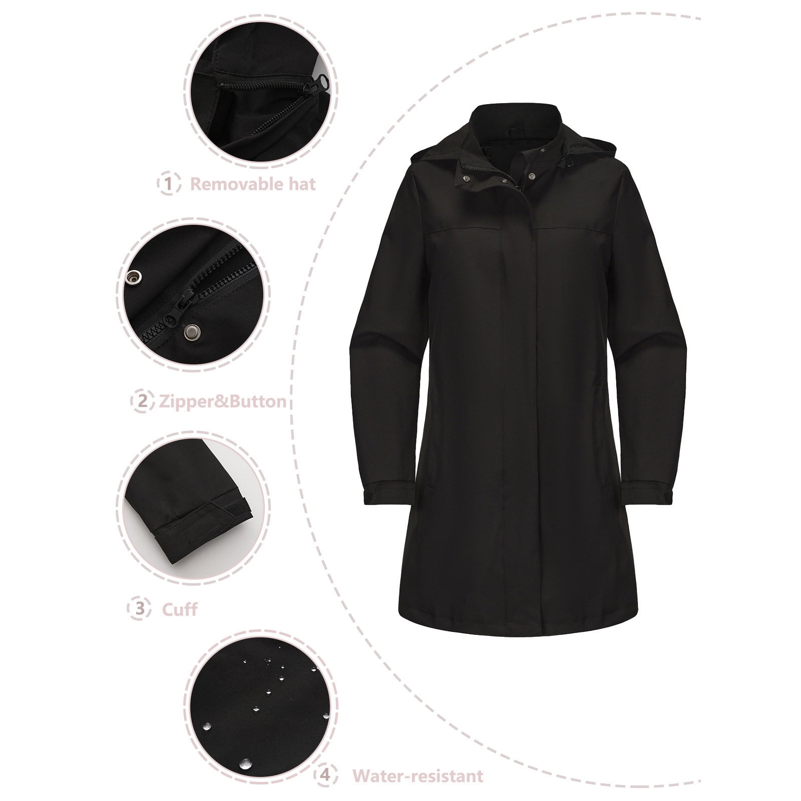 Loose Casual Large Size Hat Detachable Denim Trench Coat Loose Casual Large Size Hat Detachable Denim Trench Coat