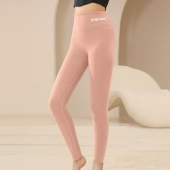 WoenderWiz Fleece Leggings for Women Casual Warm Winter Solid Pants Thermal Tights High Waist Yoga Pants Pink XL