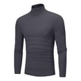 thumbnail image 1 of WoenderWiz Men's Basic Turtleneck Long Sleeve T-Shirts Fleece Knitted Casual Pullover Top Dark Gray L, 1 of 4