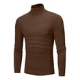 thumbnail image 1 of WoenderWiz Men's Turtleneck Top Slim Fit Solid Base Thin Sweater Casual Long Sleeve Underwear Tops Male Cozy Blouse T-Shirt Coffee XL, 1 of 4