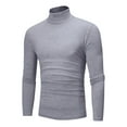 thumbnail image 1 of WoenderWiz Men's Turtleneck Top Slim Fit Solid Base Thin Sweater Casual Long Sleeve Underwear Tops Male Cozy Blouse T-Shirt Light Gray XL, 1 of 4