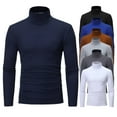 thumbnail image 1 of WoenderWiz Mock Turtleneck Sweatshirt Comfy Slim Fit Lightweight Knitted T-Shirts Long Sleeve Winter Trendy Tops Royal Blue 3XL, 1 of 5