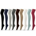 thumbnail image 1 of WoenderWiz Women Thigh High Socks, Girls Over the Knee High Socks Extra Long Striped Leg Warmers 1 Pair White, 1 of 4
