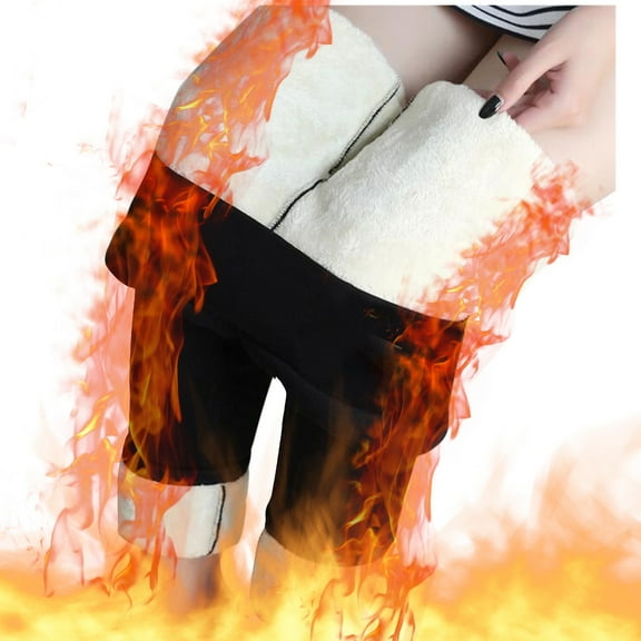 WoenderWiz Women Winter Sherpa Fleece Lined Leggings Non See Through Warm High Waisted Tummy Control Black Tights Yoga Pants Black M
