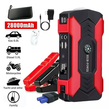 Woerma 1500A Car Jump Starter, 28000mAh Power Bank, 2 USB Ports, LED Flashlight, Black/Red