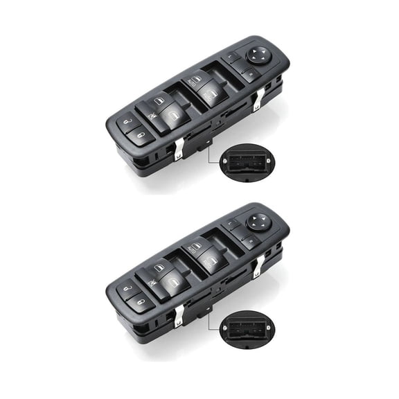 Woezure 2 Pieces - Power Door Window Control Switch Front Left Driver Side Black for Charger 11-14 for Journey 09-10 for Nitro 08-11 1500/2500/3500/4500/5500 16 200 15-17 300 11-12 -24709