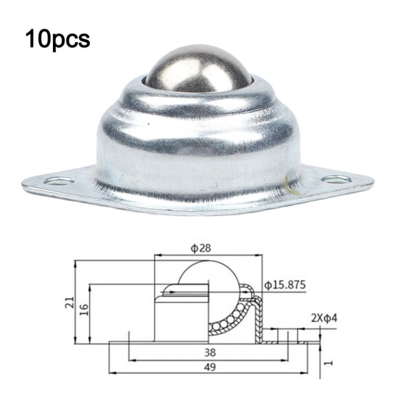 Wofarmy 10 Pieces Of Casters Round Wheel Mounted Bearings Nylon Ball Conveyor Rollers