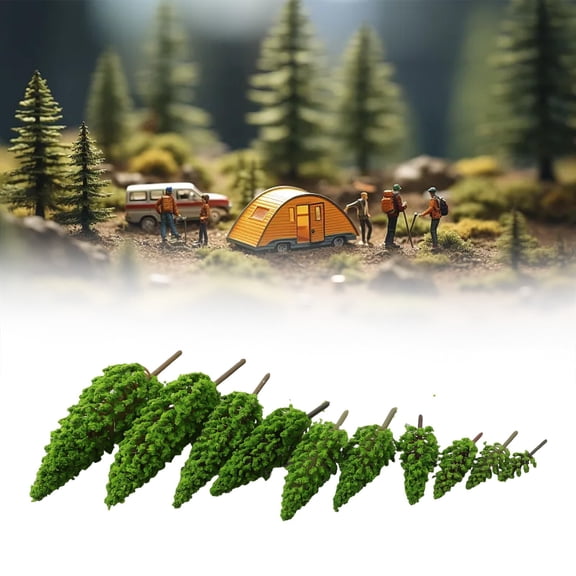 Wofarmy 10Pcs Pine Model Trees 4.8-16Cm for Train Railroad Diorama Wargame Landscape Scenery Architectural Model Diorama Scenery