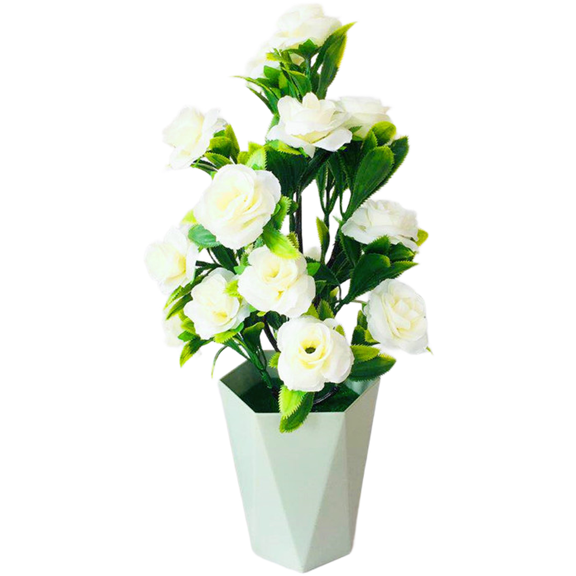 Wofarmy 17 Bloom Artificial Silk Rose Tree with Dust Only Care for Indoor Spaces White