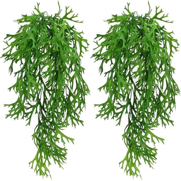 Wofarmy 2Pcs Artificial Hanging Plants Staghorn for Fern Greenery Plants for Home Garden
