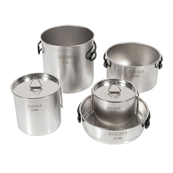 Wofarmy 304 Stainless Steel Camping Cooking Set with Large & Small Pots and Pan