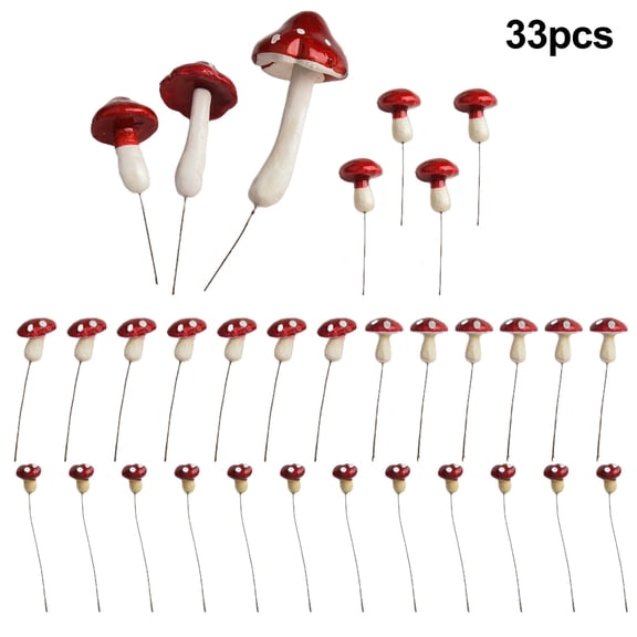 Wofarmy 33 Pcs Small Toadstool Foam Fake Mushroom Fairy Garden Ornament Decoration Landscape Potted Bonsai Accessory Ornaments Sets