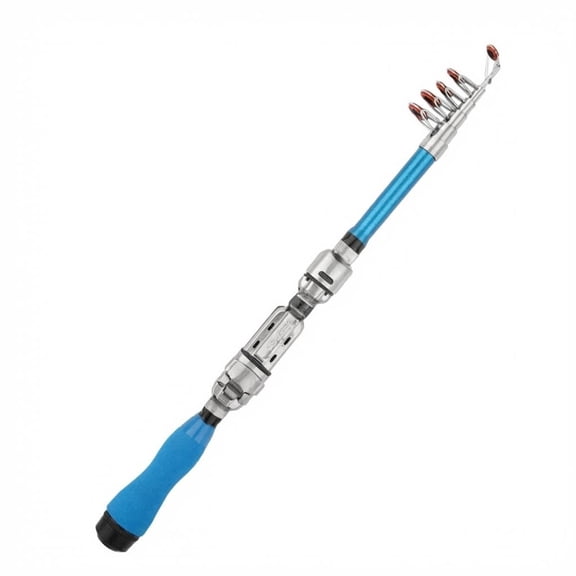 Wofarmy 5 Section Telescopic Fishing Rod Ideal for Boat Rock and Light Casting Blue-1.5M