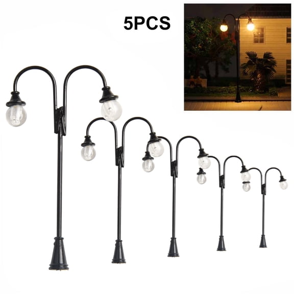 Wofarmy 5Pcs Model Led Lamps Gauge H0 00 Light Street Lamps Railway Building Layout 3V for Yard Sand Table Garden Decor Diy Accessories