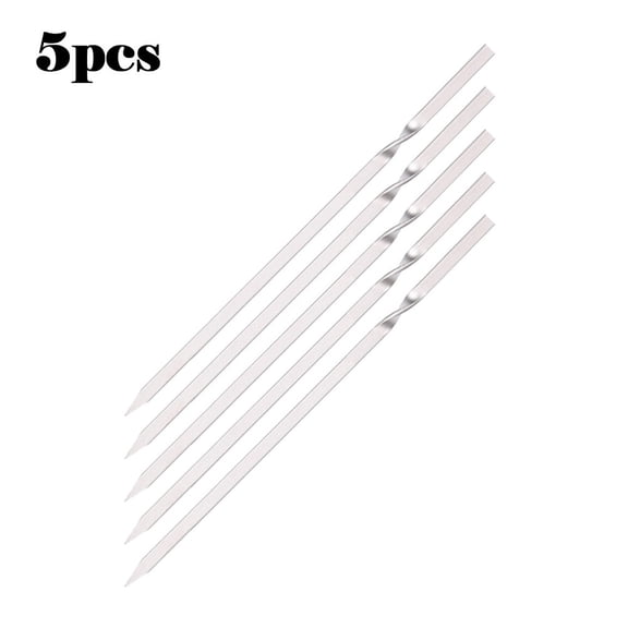 Wofarmy 5Pcs Titanium Barbecue Skewers Wavy Handle Outdoor Backyard Picnic Grilling Flat Sticks Stop Food Falling Down for Outdoor Tool 20cm