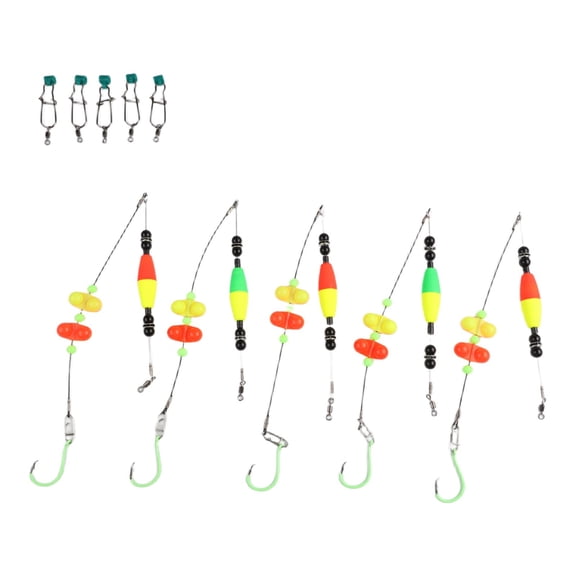 Wofarmy 5pcs Artificial Fishing Rigs for Catfish with EVA Float and Swivel Hook Design 6/0#