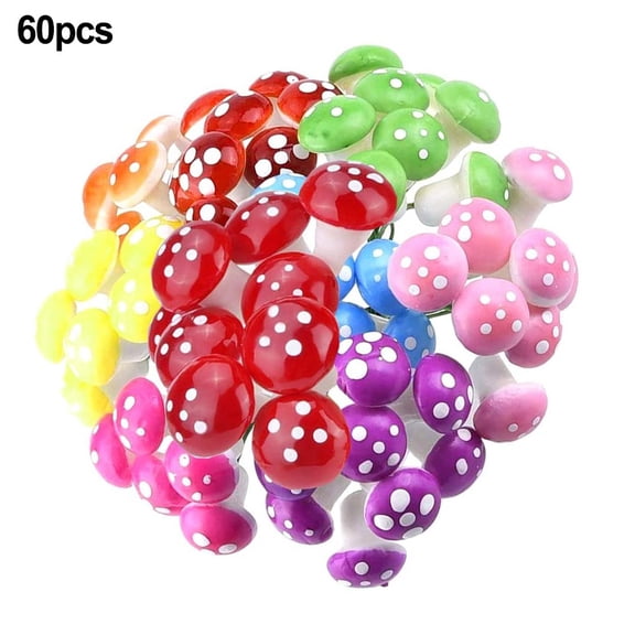 Wofarmy 60X Artificial Small Toadstools Diy Red Mushroom Garden Ornament Landscape Decor